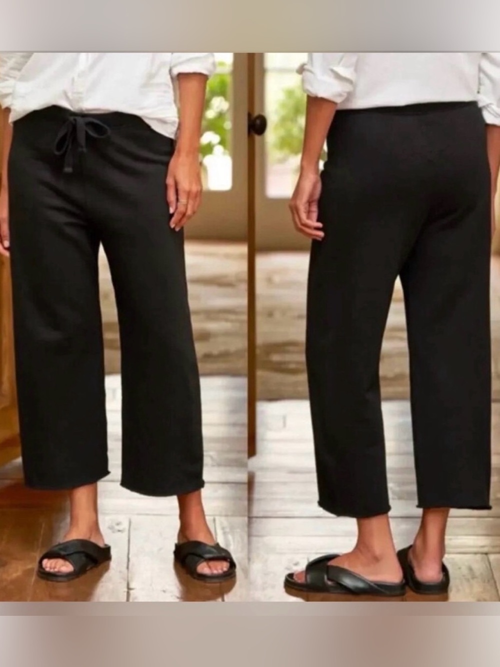Frank & Eileen | Women's Black Wide-Leg Drawstring Pull On Catherine Pants Sz XS